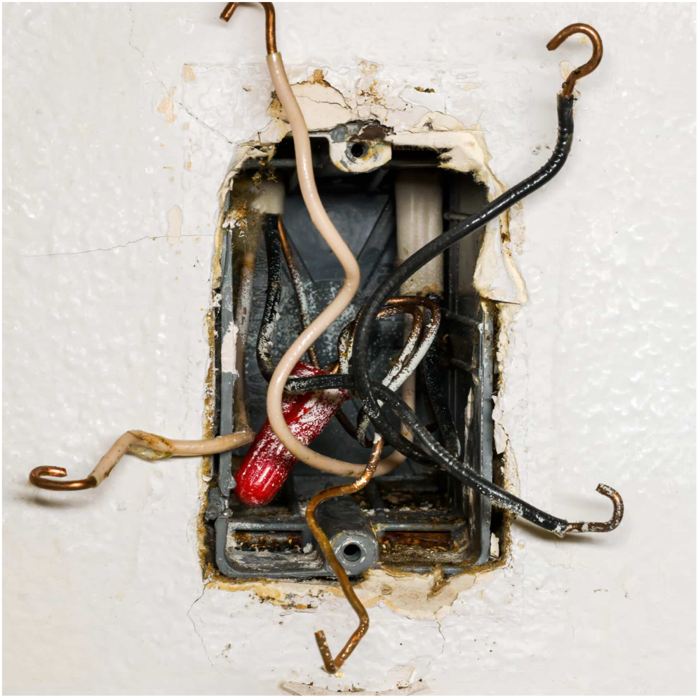 a close-up of a wall outlet